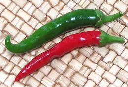 Fresh green and red Cayenne Chilis