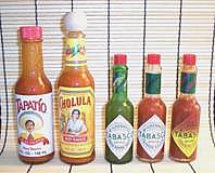 Bottles of Common Hot Sauces