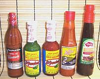 Bottles of Less Common Hot Sauces
