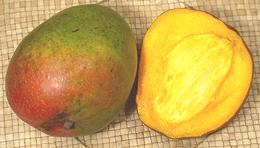 Red Kent Mangos, whole and cut