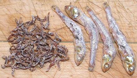 Tiny and small dried Anchovies