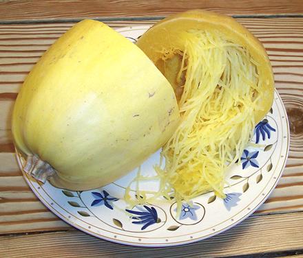 Raw and Cooked Spaghetti Squash
