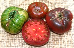 Whole and Cut Heirloom Tomatoes