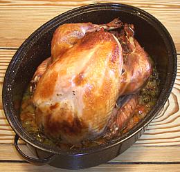 Roasted Turkey, still in its Pan 