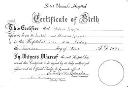 Hospital Birth Certificate.