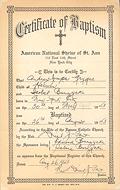 Certificate of Baptism.