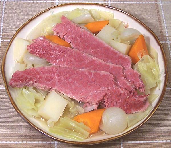 Dish of Corned Beef and Cabbage