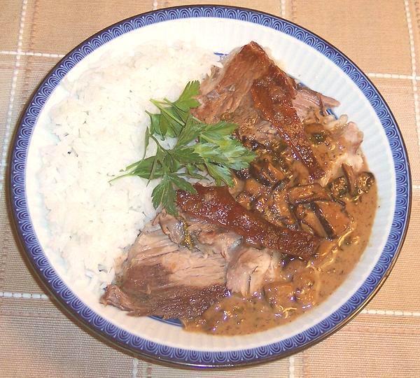 Plate of Pork Picnic Roast and Rice
