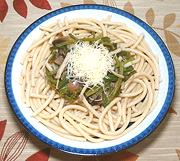Dish of Pasta with Spinach Stems, 'Shrooms