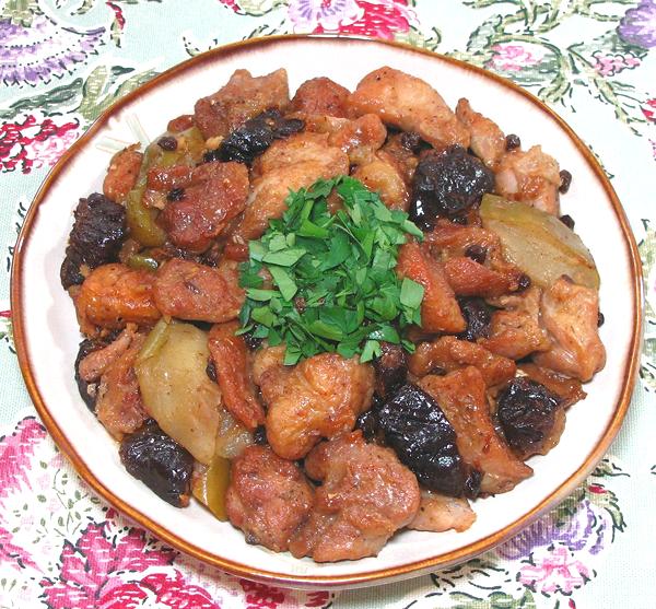 Dish of Chicken with Wine and Fruit