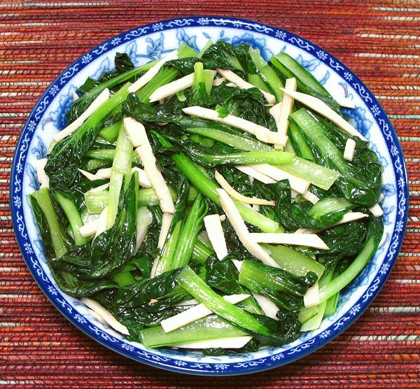 Dish of Tatsoi & Bamboo Stir Fry