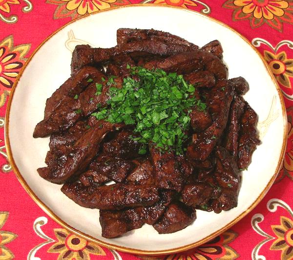 Plate of Liver in Adobo Sauce