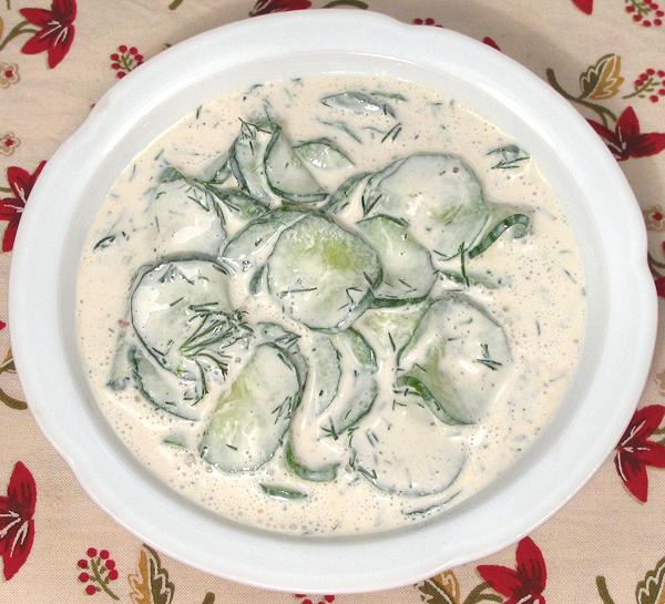 Bowl of Cucumber Salad with Mustard