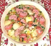 Bowl of Leek, Potato & Sausage Soup