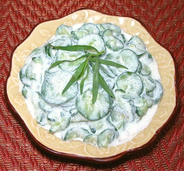 Dish of Cucumber Cream Salad