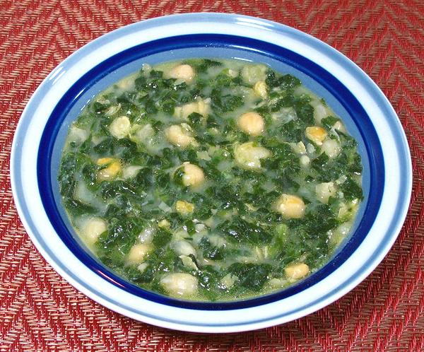 Bowl of Chickpea & Spinach Soup