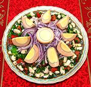 Dish of Bean Salad with Eggs