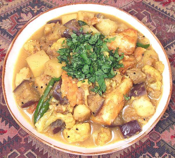 Dish of Fish & Mixed Vegetable Curry