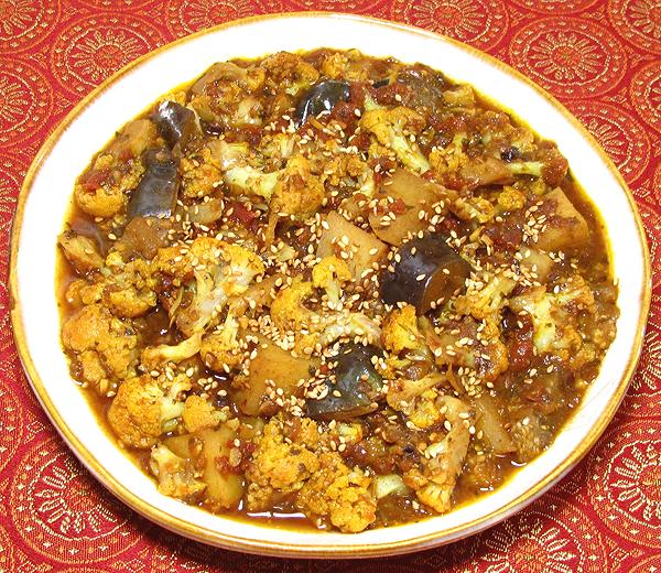Dish of Cauliflower Potato & Eggplant Korma