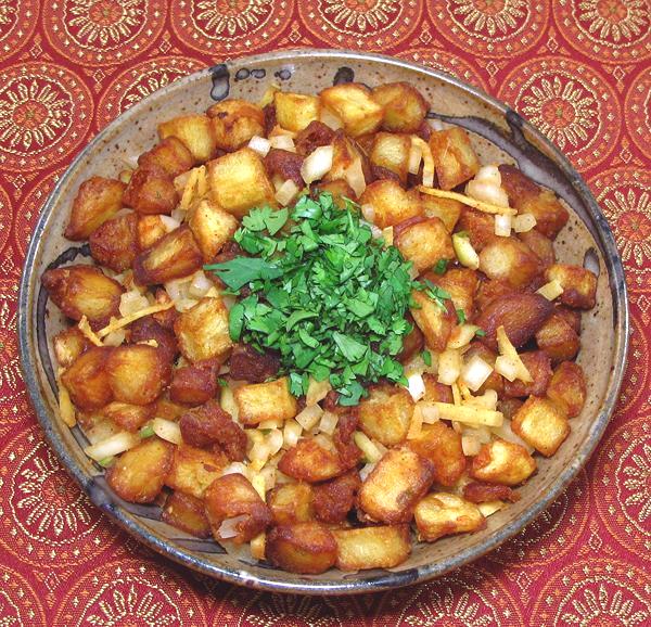 Dish of Aloo Chat (Fried Potatoes)