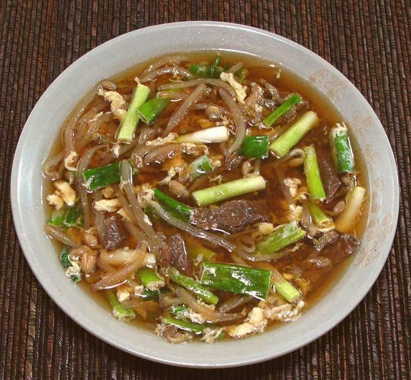 Bowl of Bean Sprout Soup with Beef