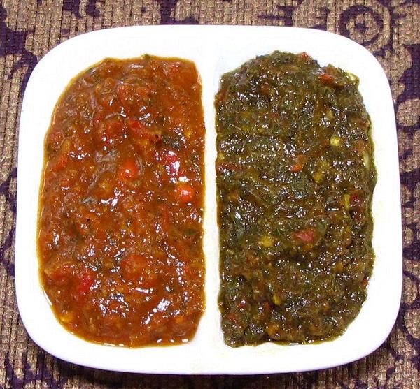 Dish with Red and Green Shatta
