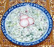 Bowl of Uzbek White Cheese Salad