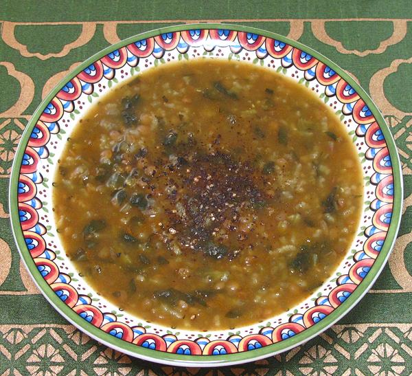 Bowl of Lentil & Purslane Soup