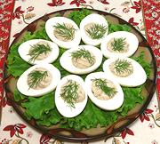 Platter of Stuffed Eggs with Chicken Liver