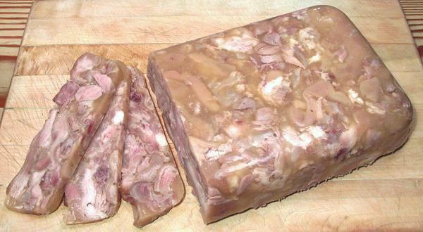 Pig Feet Loaf, whole and sliced