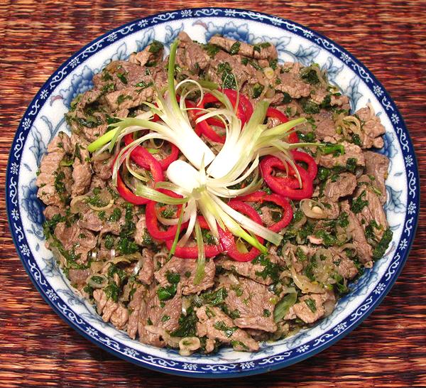Dish of Beef and Herb Salad