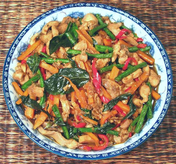 Dish of Chicken with Long Beans & Basil