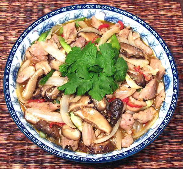 Dish of Chicken with Mushrooms & Ginger