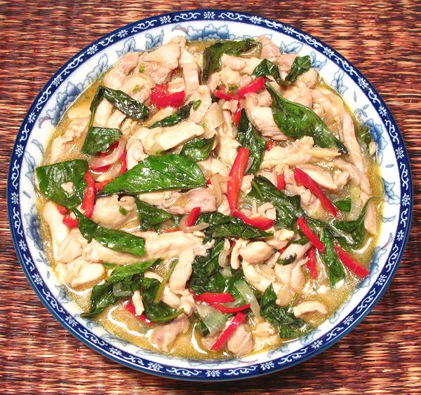 Dish of Chicken with Basil