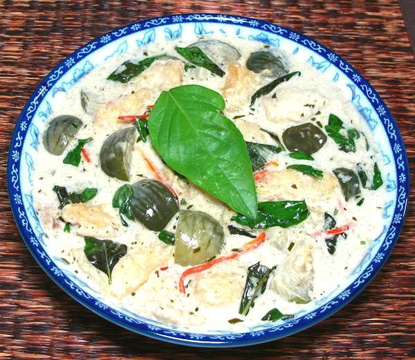 Dish of Green Curry with Fish