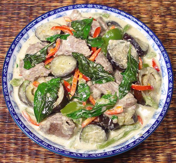 Dish of Beef & Eggplant Green Curry