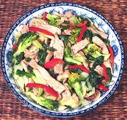 Dish of Pork with Choy and Mushrooms