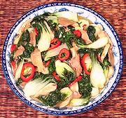 Dish of Choy with Mushrooms and Bean Sauce