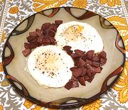 Dish of Soujuk Sausage with two Eggs