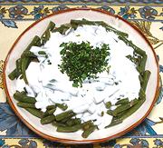 Dish of Green Beans with Yogurt