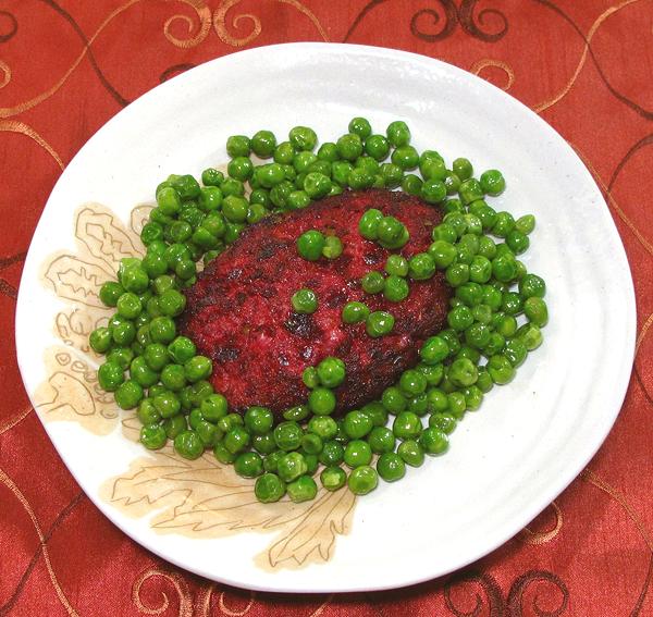 Dish with Russian Hamburger and Peas