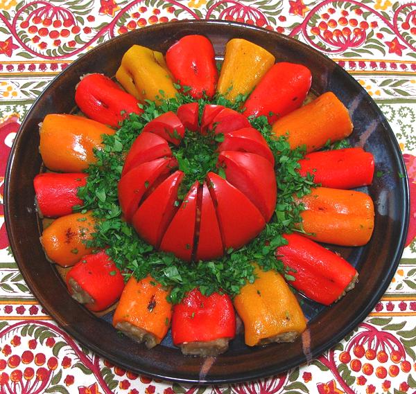 Dish of Peppers Stuffed with Eggplant