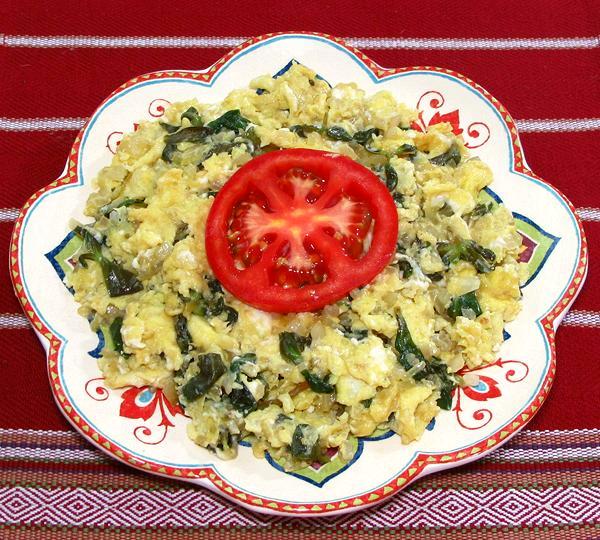 Dish of Eggs with Purslane