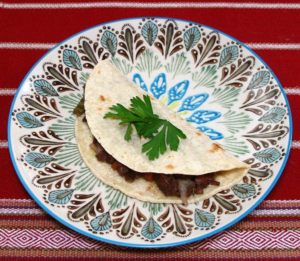 Plate with Moronga Sausage Taco