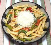 Dish of Pasta with Asparagus and Tomato
