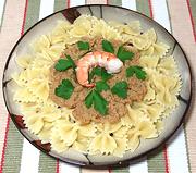 Dish of Pasta with Chicken & Shrimp Sauce