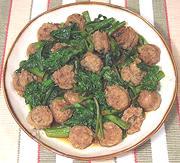 Dish of Sausages with Greens