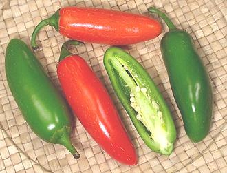 Green and Red Jalapño Chilis, whole & cut