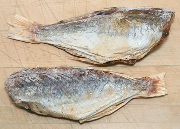 Two Headless Dry Salted Threadfin Fish