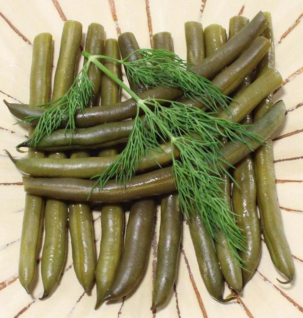 Dish displaying Pickled Green Beans